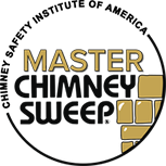 Chimney Safety Institute of America Master Chimney Sweep in circle logo black letters with gold bricks in right corner 
